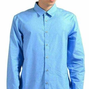 Jil Sander Men's Striped Long Sleeve Dress Shirt Blue US 16 IT 41